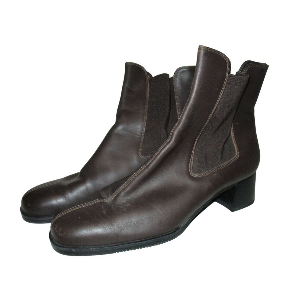 Salvatore Ferragamo Chocolate Brown Booties Pull On - Size 7.5B